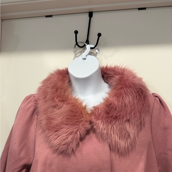 City Chic Blush Pink Coat with Faux Fur Trim - Picture 6 of 11
